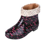 LOPILY Botas Mujer Grises Autumn And Winter Short Sleeved Cotton Removable And Washable Outdoor Fashion Work Fishing Kitchen Non Slip Warm Rubber Shoes Rain Boots (Red, 39)