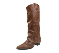 LOPILY Botas Mujer Invierno Deportivas personalizadas para primavera, otoño e invierno, tacones gruesos, punta puntiaguda, largas y personalizadas (Brown, 38)
