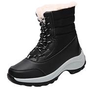 LOPILY Botas Mujer Invierno Planas New Medium High Boots Outdoor Non Slip Thick High Top Cotton Shoes (Black, 42)