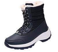 LOPILY Botas Mujer Invierno Planas New Medium High Boots Outdoor Non Slip Thick High Top Cotton Shoes (Dark Blue, 42)