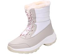 LOPILY Botas Mujer Invierno Planas New Medium High Boots Outdoor Non Slip Thick High Top Cotton Shoes (White, 41)