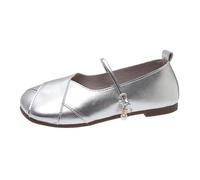 LOPILY Botas Mujer punta cómoda para primavera, verano y otoño para mujer, talla grande, ancho, pie ancho, Mary Jane, y (Silver, 36)