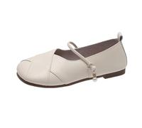 LOPILY Botas Mujer punta cómoda para primavera, verano y otoño para mujer, talla grande, ancho, pie ancho, Mary Jane, y (White, 36)