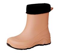 LOPILY Botas Negras Mujer Autumn And Winter Mid Tube Plus Velvet Cotton Removable And Washable Outdoor Fashion Work Fishing Car Wash Kitchen Non Slip Warm Rain Boots (Brown, 36)