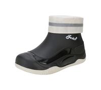 LOPILY Botas Negras Mujer Autumn And Winter Short Sleeved Cotton Removable And Washable Outdoor Fashion Work Fishing Car Wash Kitchen Non Slip Warm Rain Boots (Black, 36)