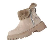 LOPILY Botas Nieve Mujer Winter New Padded Women's Shoes Warm Boots Thickened Cotton Shoes Women Boots (Khaki, 42)