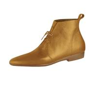 LOPILY Botín Calcetín Mujer retro para mujer, botas planas, botas individuales, botines de blanda de cuero estilo británico para primavera, verano y otoño (Yellow, 40)