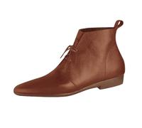 LOPILY Botín Calcetín Mujer retro para mujer, botas planas, botas individuales, botines de blanda de cuero estilo británico para primavera, verano y otoño (Brown, 36)