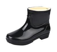 LOPILY Botín Mujer And Autumn Winter Short Sleeved Cotton Outdoor Fashion Work Fishing Kitchen Non Slip Warm Rubber Shoes Rain Boots (Black, 37)