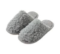LOPILY Botines Azul Mujer informales de felpa con parte inferior plana para mujer, zapatillas de de felpa para mujer, zapatillas cálidas, zapatillas de Navidad (Grey, 38)