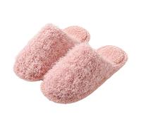 LOPILY Botines Azul Mujer informales de felpa con parte inferior plana para mujer, zapatillas de de felpa para mujer, zapatillas cálidas, zapatillas de Navidad (Pink, 40)