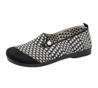 LOPILY Botines Fucsia para mujer, primavera y otoño, nuevos, retro, de, antideslizantes, de plana, cómodos y casuales. (Black, 38)