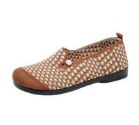 LOPILY Botines Fucsia para mujer, primavera y otoño, nuevos, retro, de, antideslizantes, de plana, cómodos y casuales. (Coffee, 38)