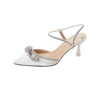 LOPILY Botines Mujer Baratos High Heels Small Wedding Dress Wedding Shoes Pointed Hollow Baotou Sandals Women (White, 37)