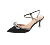 LOPILY Botines Mujer Baratos High Heels Small Wedding Dress Wedding Shoes Pointed Hollow Baotou Sandals Women (Black, 37)