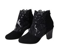LOPILY Botines Mujer Marca con cremallera lateral para mujer, botines, botas, zapatos individuales para mujer, zapatos informales (Black, 43)