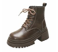 LOPILY Botines Negros lateral para mujer Botines Botas Zapatos sencillos para damas Zapatos casuales (Khaki, 40)