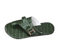 LOPILY Calcetines Zapatillas Hombre para mujer, chanclas planas para playa y exteriores, informales con punta (Green, 37)