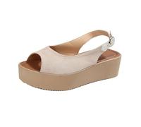 LOPILY Calzado Mujer Sandalias para mujer, zapatos con hebilla, alta, punta abierta, informales, para playa. (White, 40)