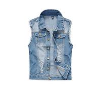 LOPILY Camisa Gruesa Hombre Sleeveless Pockets For Casual Wear Top Blouse (Blue, M)