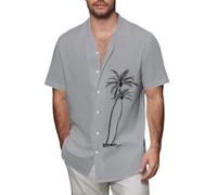 LOPILY Camisa Hombre Deporte Shirt Down Tropical Holiday Beach Shirts (Grey, XL)