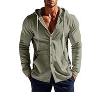LOPILY Camisa Hombre Ganso de algodón de Manga Larga para Hombre, para Primavera y otoño, para Exteriores (Green, S)