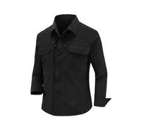 LOPILY Camisa Hombre Hombre Sleeved Shirt Spring and Autumn Outdoor Multi Pocket Quick Drying Work Shirt Breathable Top (Black, XXXL)