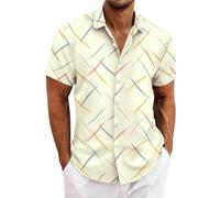LOPILY Camisas De Montaña De Hombre Manga Corta con Botones y Plumas a para Hombre (Beige, M)