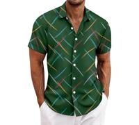 LOPILY Camisas De Montaña De Hombre Manga Corta con Botones y Plumas a para Hombre (Green, M)