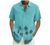 LOPILY Camisas Hombre Naranja Corta para Hombre con Botones Camisa de Verano para la Playa para Hombre (Mint Green, XXXL)