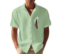 LOPILY Camisas La Jaca para Hombre, 4 de Julio, Día de la Independencia, Transpirable, cómoda, a la, para Negocios (Green, S)