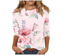 LOPILY Camiseta Básica Manga Larga Mujer Round Neck Cute Tops Fashion Loose Fit T Shirts Ladies Tops and Blouses (Pink, M)