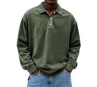 LOPILY Camiseta Hombre Baratas Mezclilla sintética Lavada para Hombre, Camiseta con Botones de Color Liso (Green, S)