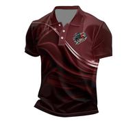 LOPILY Camiseta Manga Corta Hombre Estampado 3D y Solapa para Hombre (Wine, XXL)