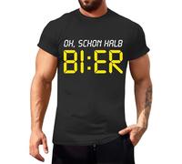 LOPILY Camiseta Manga Corta Hombre HalbBier con Frases Divertidas, Tallas M a 5XL (Black, XXXL)