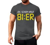 LOPILY Camiseta Manga Corta Hombre HalbBier con Frases Divertidas, Tallas M a 5XL (Dark Gray, M)