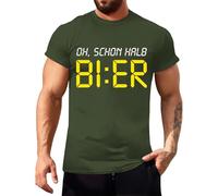 LOPILY Camiseta Manga Corta Hombre HalbBier con Frases Divertidas, Tallas M a 5XL (Green, L)