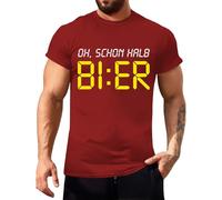 LOPILY Camiseta Manga Corta Hombre HalbBier con Frases Divertidas, Tallas M a 5XL (Red, XL)