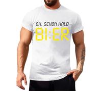 LOPILY Camiseta Manga Corta Hombre HalbBier con Frases Divertidas, Tallas M a 5XL (White, XXXXXL)