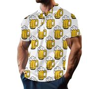 LOPILY Camiseta Manga Corta Hombre para Hombres de Festival Celebración de Festivales Camisas para Eventos al (White, XXL)
