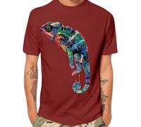 LOPILY Camiseta Marca Manga Corta, Estampado, Manga Corta, algodón, Informal, diseño Moderno, Camiseta de Verano en Tallas Grandes, artístico, Colorido, Corte Regular, Informal, Estampado (Wine, XXL)