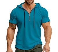 LOPILY Camiseta Tenis con Capucha y Cremallera Americana de Color Liso para Verano para Hombre (Mint Green, XXXL)