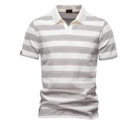 LOPILY Camiseta Tenis de algodón con Solapa a y Manga Corta para Hombre (White, M)