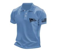 LOPILY Camiseta Violeta Hombre con Estampado 3D y Solapa para Hombre (Blue, XL)