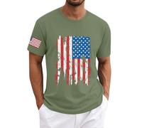 LOPILY Camisetas Blancas De Marca Hombre: Camiseta de Manga Corta de algodón con la Bandera Estadounidense y el Día de la Independencia. (Mint Green, L)