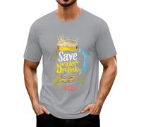 LOPILY Camisetas Deportivas Hombre Manga Corta para Hombre, Camiseta de algodón de Manga Corta con gráficos, Camiseta cómoda, Camiseta Deportiva de Calle, para Exteriores (Grey, XL)