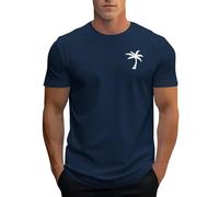 LOPILY Camisetas Hombre Manga Corta Originales Hawaianas de Manga Corta con Estampado Playero, Estilo Holgado, para Tallas Grandes y Altas. (Navy, XL)