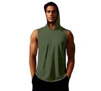 LOPILY Chaleco Calefactor ajustado con capucha para hombre, de compresión, secado rápido, transpirable, para yoga, correr, entrenamiento y fitness. (Green, XL)