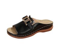 LOPILY Chanclas Esparto Mujer 2025 Women's Slide Sandals Womens Comfortable Wedge Arch Support Slides Orthotic Walking Knot Casual Straps Plantar Fasciitis Bu (Black, 37)