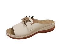 LOPILY Chanclas Esparto Mujer 2025 Women's Slide Sandals Womens Comfortable Wedge Arch Support Slides Orthotic Walking Knot Casual Straps Plantar Fasciitis Bu (Khaki, 37)